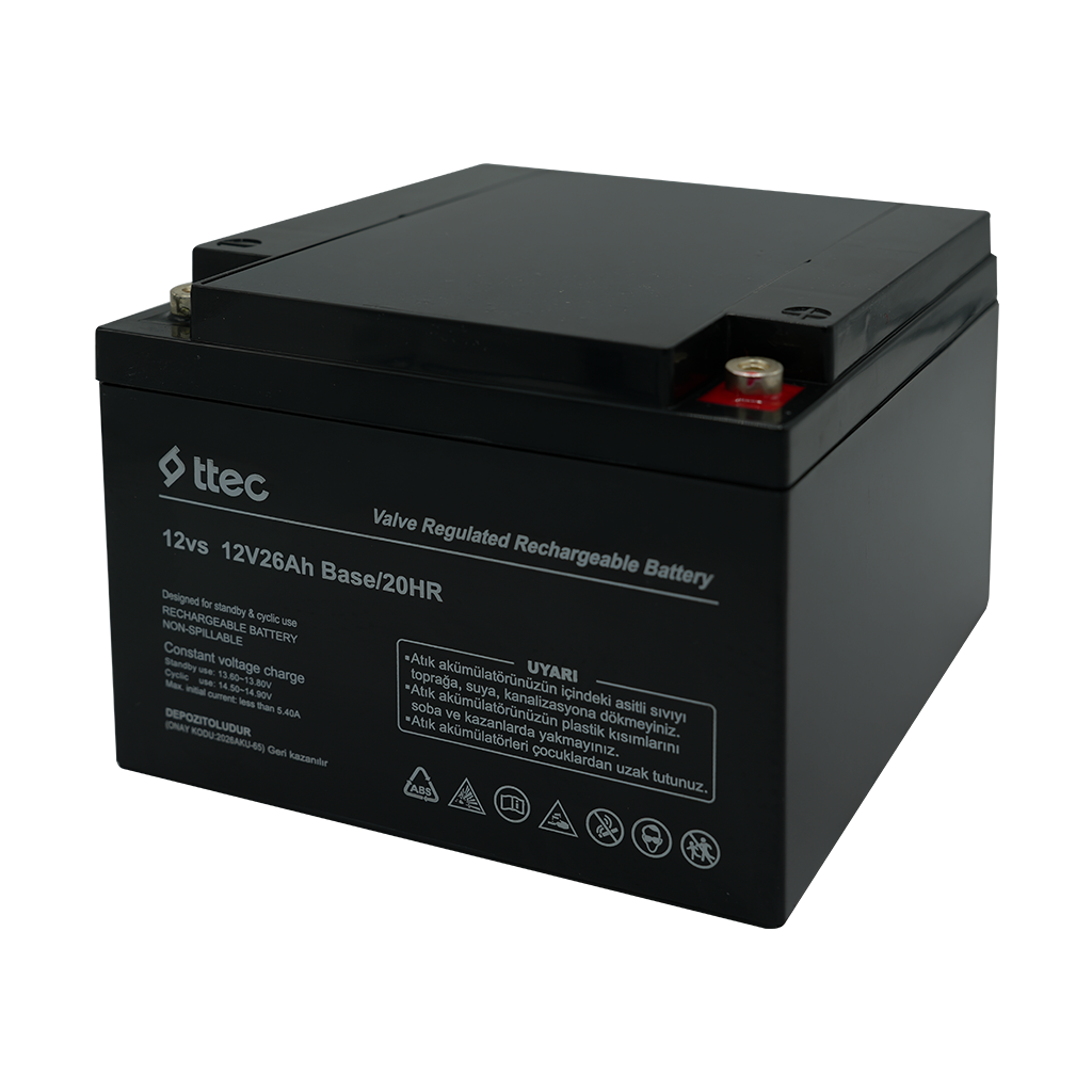 56472_12vs_12V_26Ah_base_b ttec 12vs 12V 26Ah BASE Bakımsız Kuru Akü (TSS) - Görsel 1